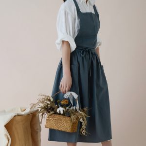 Robe Tablier Col Carré en Coton