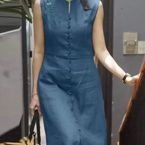 Robe Droite Mi-Longue en Coton