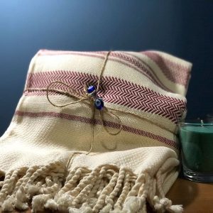Fouta de Plage Coton Naturel Motifs Vintage