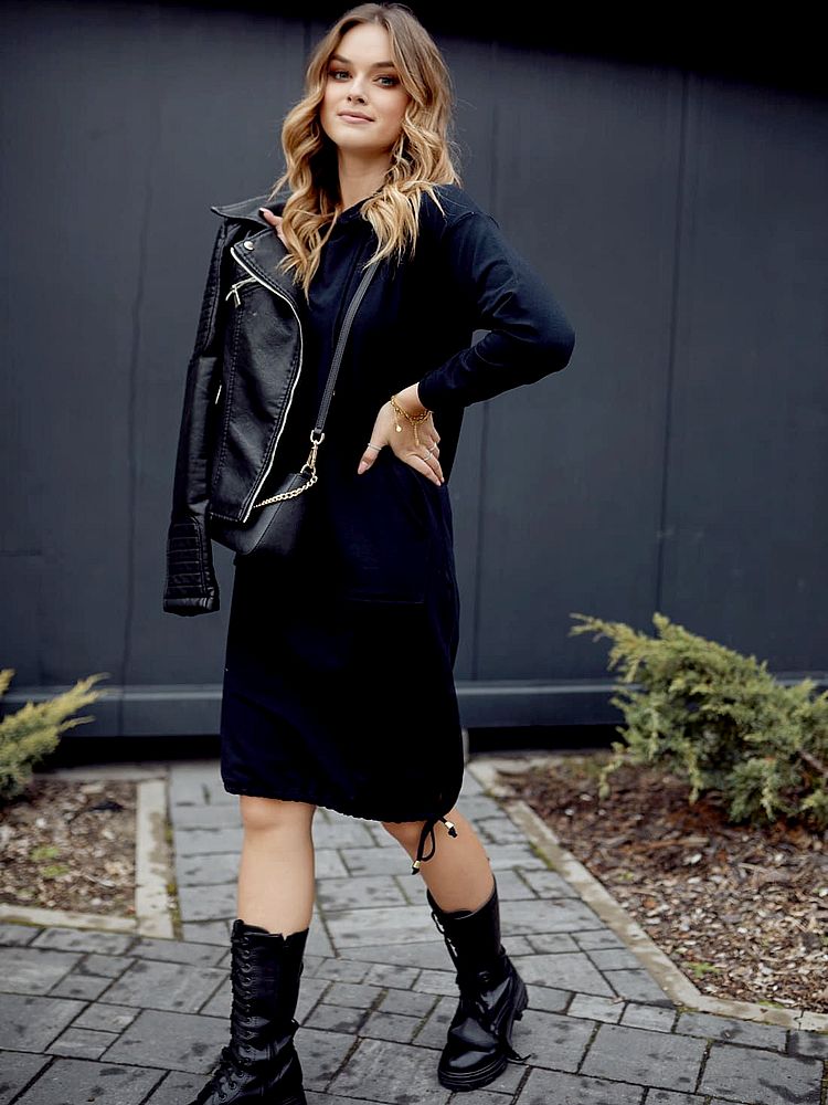Robe Pull Basique avec Poches et Cordons – Image 3