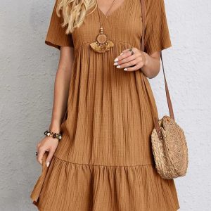 Robe Ample Courte à Volants