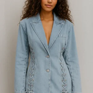 Blazer en denim bleu